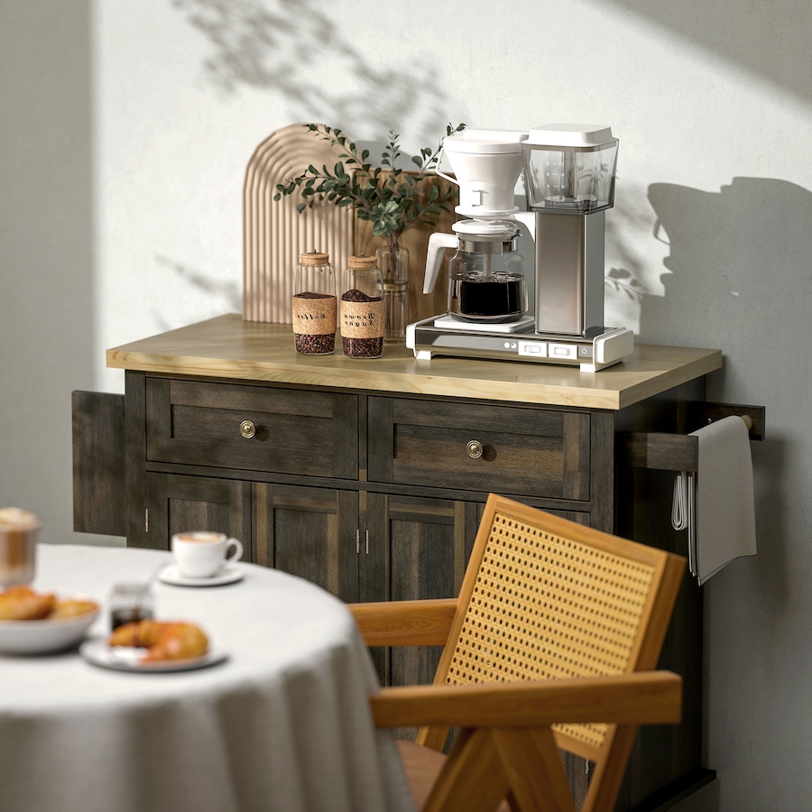 Image 997190_ALTMORE24.jpg, Product 997-190 / Price $219.99 - $245.85, Kitchen Island Cart W/spice Rack & Towel Rack from HOMCOM on TSC.ca's Home & Garden department