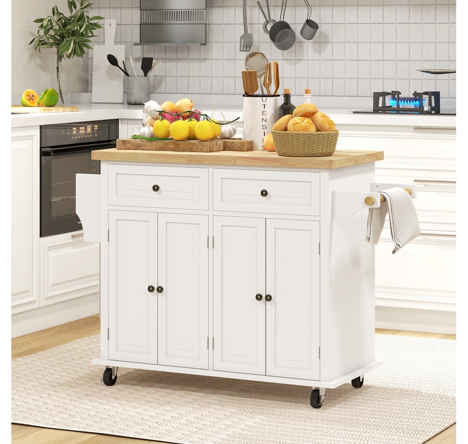Image 997190_ALTMORE25.jpg, Product 997-190 / Price $209.99 - $259.99, Kitchen Island Cart W/spice Rack & Towel Rack from HOMCOM on TSC.ca's Home & Garden department