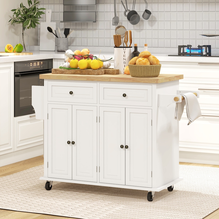 Image 997190_ALTMORE25.jpg, Product 997-190 / Price $219.99 - $245.85, Kitchen Island Cart W/spice Rack & Towel Rack from HOMCOM on TSC.ca's Home & Garden department