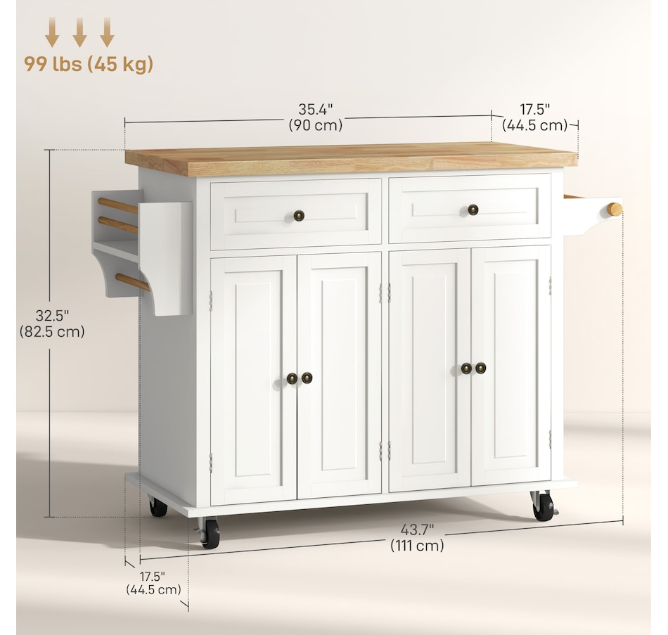 Image 997190_ALTMORE26.jpg, Product 997-190 / Price $209.99 - $259.99, Kitchen Island Cart W/spice Rack & Towel Rack from HOMCOM on TSC.ca's Home & Garden department