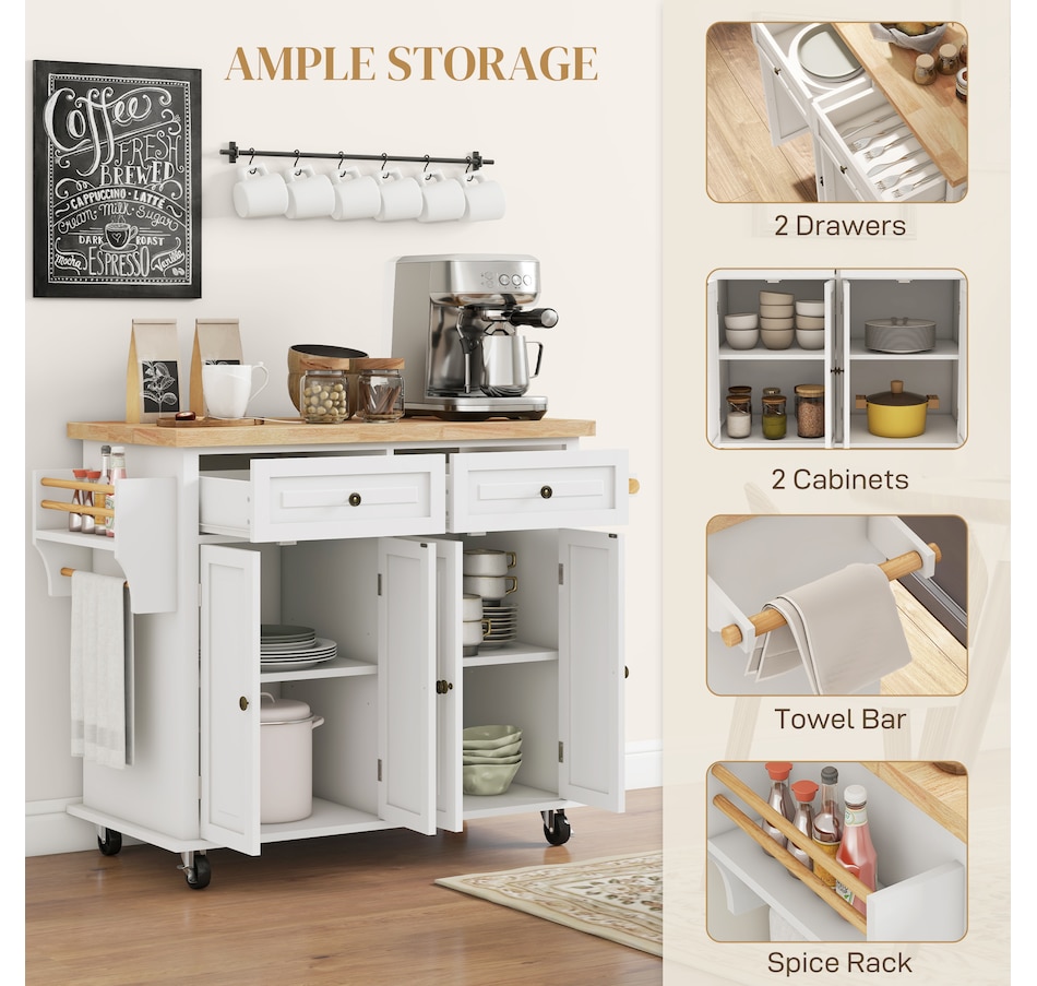 Image 997190_ALTMORE29.jpg, Product 997-190 / Price $209.99 - $259.99, Kitchen Island Cart W/spice Rack & Towel Rack from HOMCOM on TSC.ca's Home & Garden department