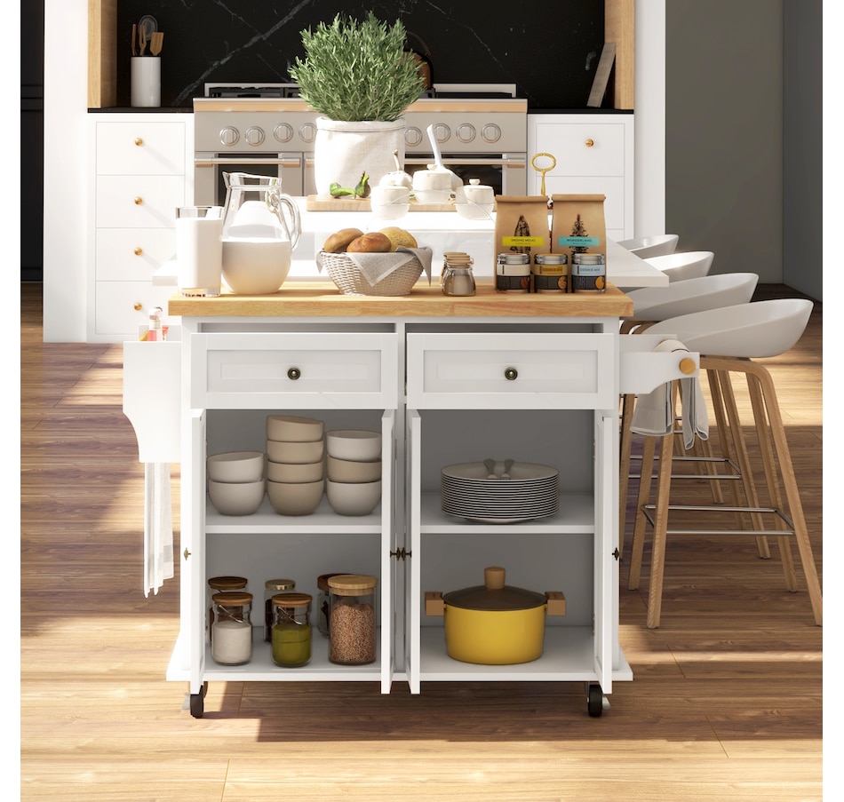 Image 997190_ALTMORE31.jpg, Product 997-190 / Price $209.99 - $259.99, Kitchen Island Cart W/spice Rack & Towel Rack from HOMCOM on TSC.ca's Home & Garden department
