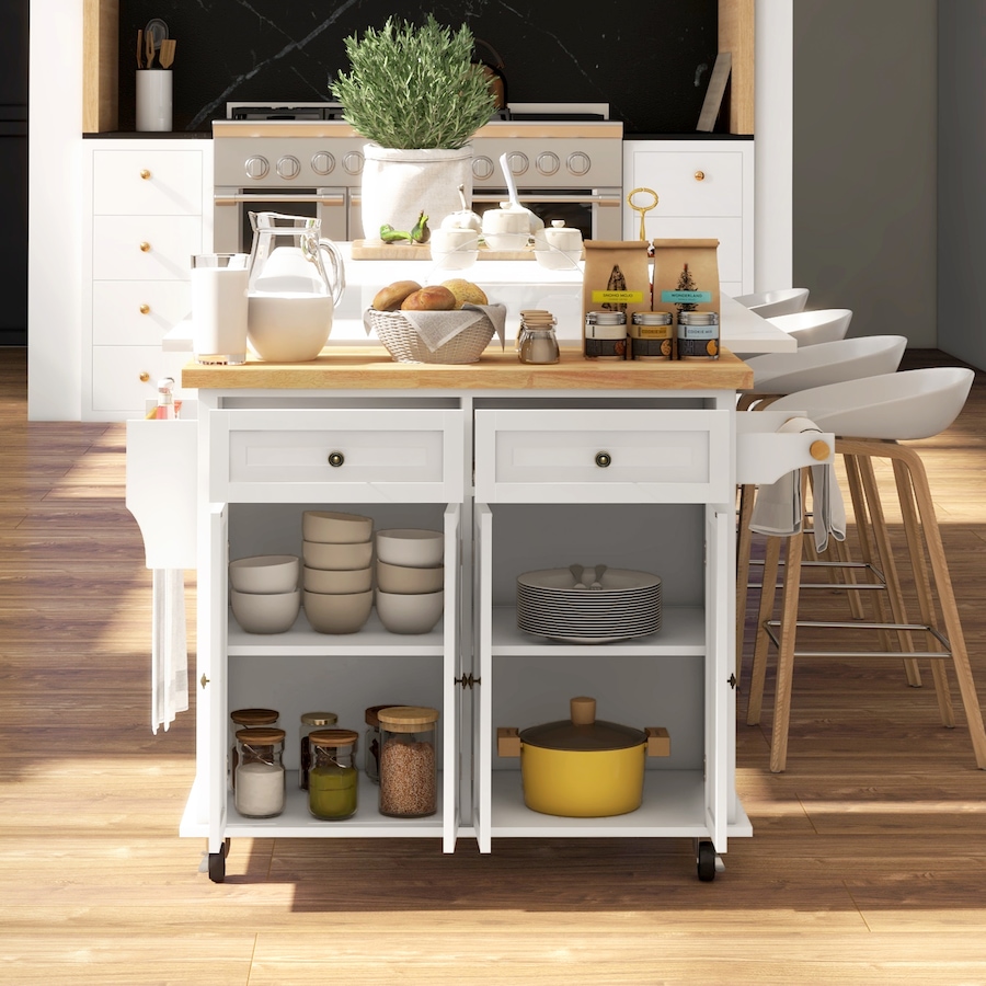 Image 997190_ALTMORE31.jpg, Product 997-190 / Price $219.99 - $245.85, Kitchen Island Cart W/spice Rack & Towel Rack from HOMCOM on TSC.ca's Home & Garden department