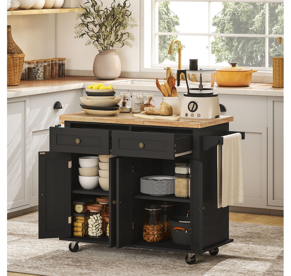 Image 997190_ALTMORE33.jpg, Product 997-190 / Price $209.99 - $259.99, Kitchen Island Cart W/spice Rack & Towel Rack from HOMCOM on TSC.ca's Home & Garden department