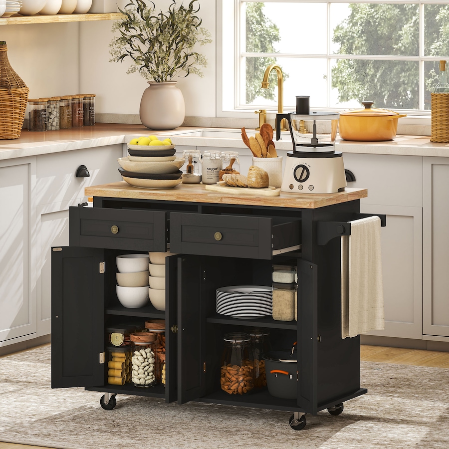 Image 997190_ALTMORE33.jpg, Product 997-190 / Price $219.99 - $245.85, Kitchen Island Cart W/spice Rack & Towel Rack from HOMCOM on TSC.ca's Home & Garden department