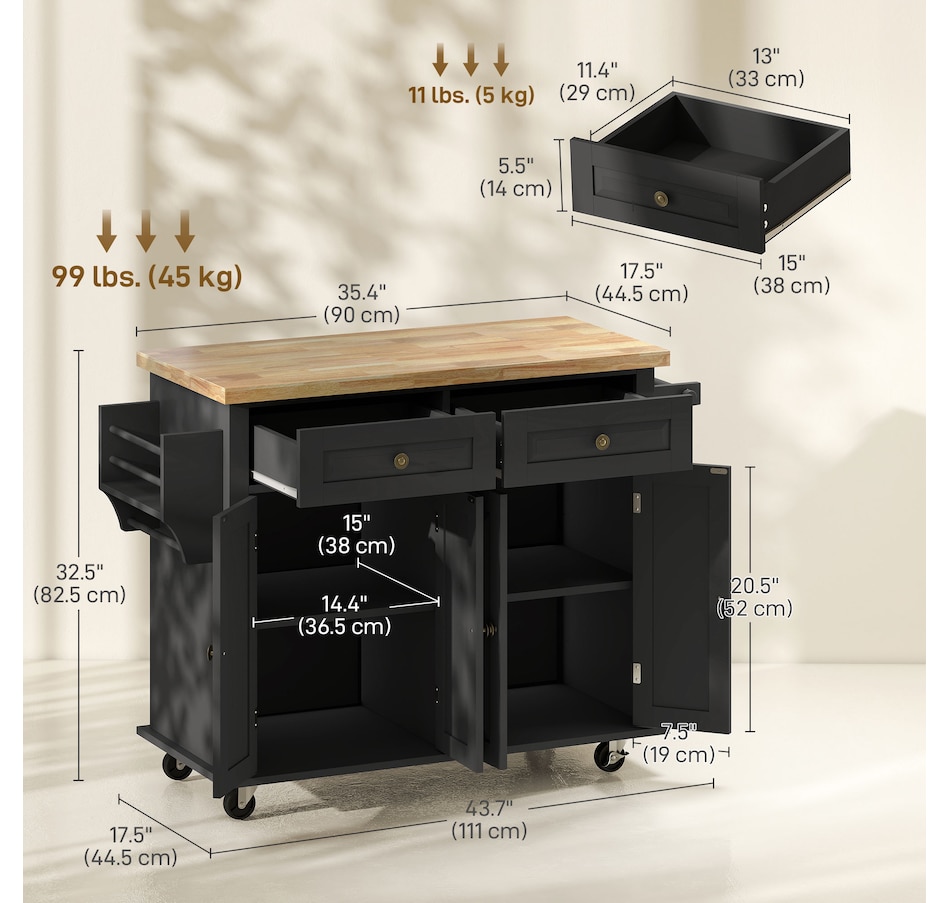 Image 997190_ALTMORE34.jpg, Product 997-190 / Price $209.99 - $259.99, Kitchen Island Cart W/spice Rack & Towel Rack from HOMCOM on TSC.ca's Home & Garden department