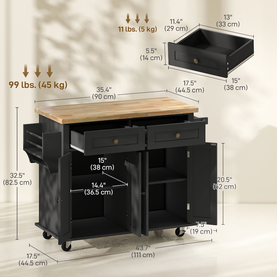 Image 997190_ALTMORE34.jpg, Product 997-190 / Price $219.99 - $245.85, Kitchen Island Cart W/spice Rack & Towel Rack from HOMCOM on TSC.ca's Home & Garden department