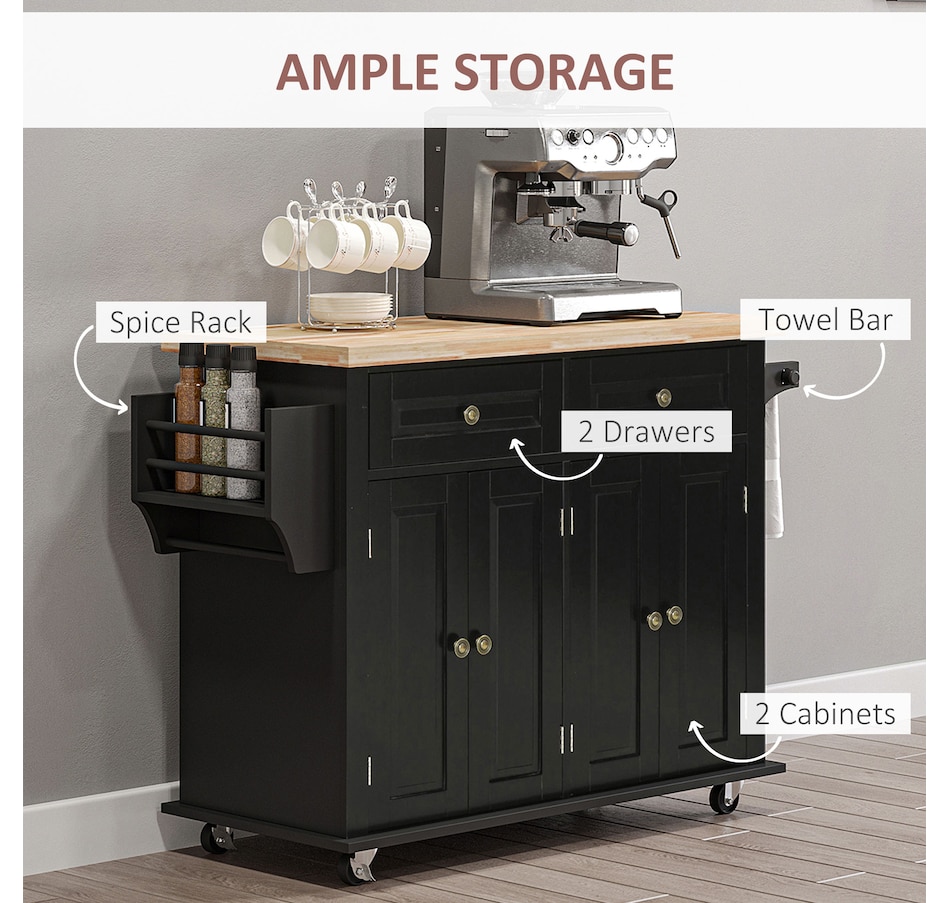 Image 997190_ALTMORE37.jpg, Product 997-190 / Price $209.99 - $259.99, Kitchen Island Cart W/spice Rack & Towel Rack from HOMCOM on TSC.ca's Home & Garden department