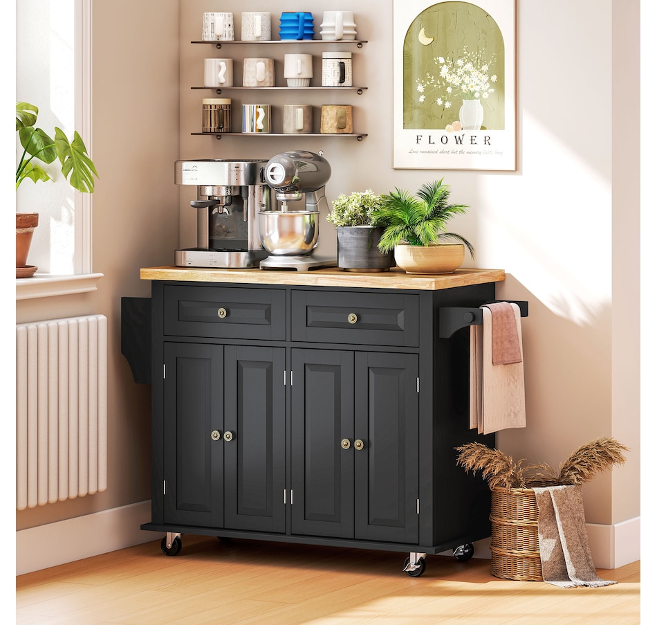 Image 997190_ALTMORE39.jpg, Product 997-190 / Price $209.99 - $259.99, Kitchen Island Cart W/spice Rack & Towel Rack from HOMCOM on TSC.ca's Home & Garden department