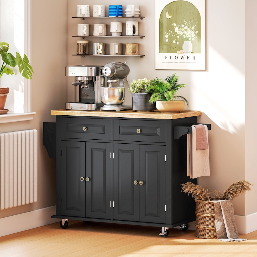 Image 997190_ALTMORE39.jpg, Product 997-190 / Price $219.99 - $245.85, Kitchen Island Cart W/spice Rack & Towel Rack from HOMCOM on TSC.ca's Home & Garden department