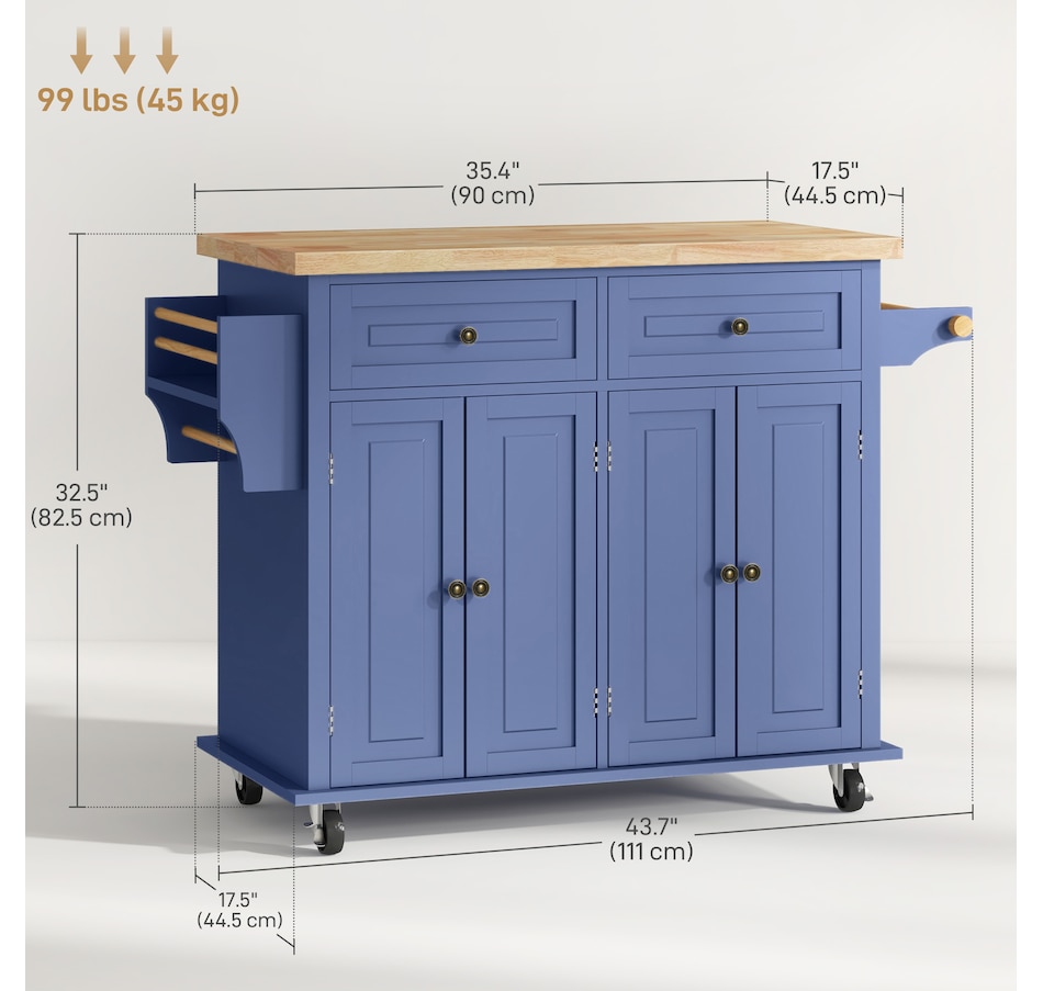 Image 997190_ALTMORE42.jpg, Product 997-190 / Price $209.99 - $259.99, Kitchen Island Cart W/spice Rack & Towel Rack from HOMCOM on TSC.ca's Home & Garden department