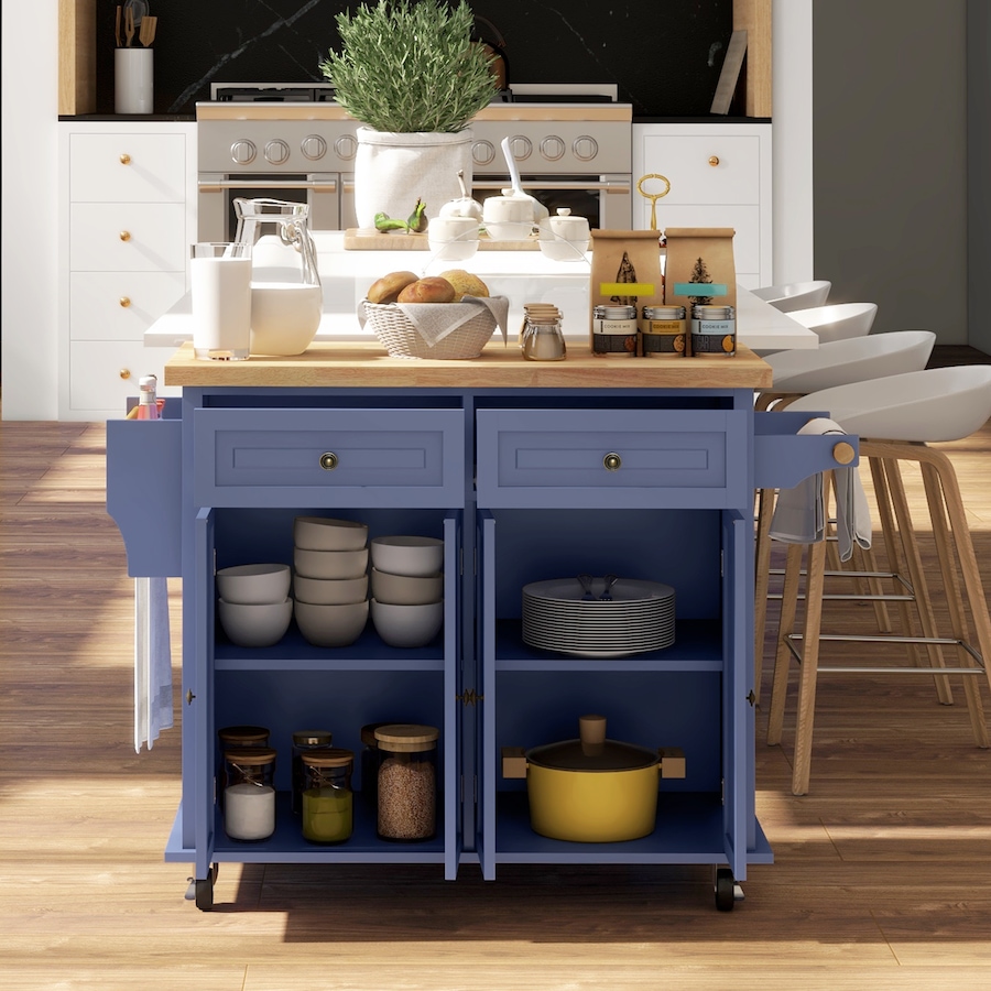 Image 997190_ALTMORE47.jpg, Product 997-190 / Price $219.99 - $245.85, Kitchen Island Cart W/spice Rack & Towel Rack from HOMCOM on TSC.ca's Home & Garden department