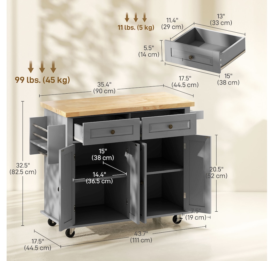 Image 997190_ALTMORE51.jpg, Product 997-190 / Price $209.99 - $259.99, Kitchen Island Cart W/spice Rack & Towel Rack from HOMCOM on TSC.ca's Home & Garden department