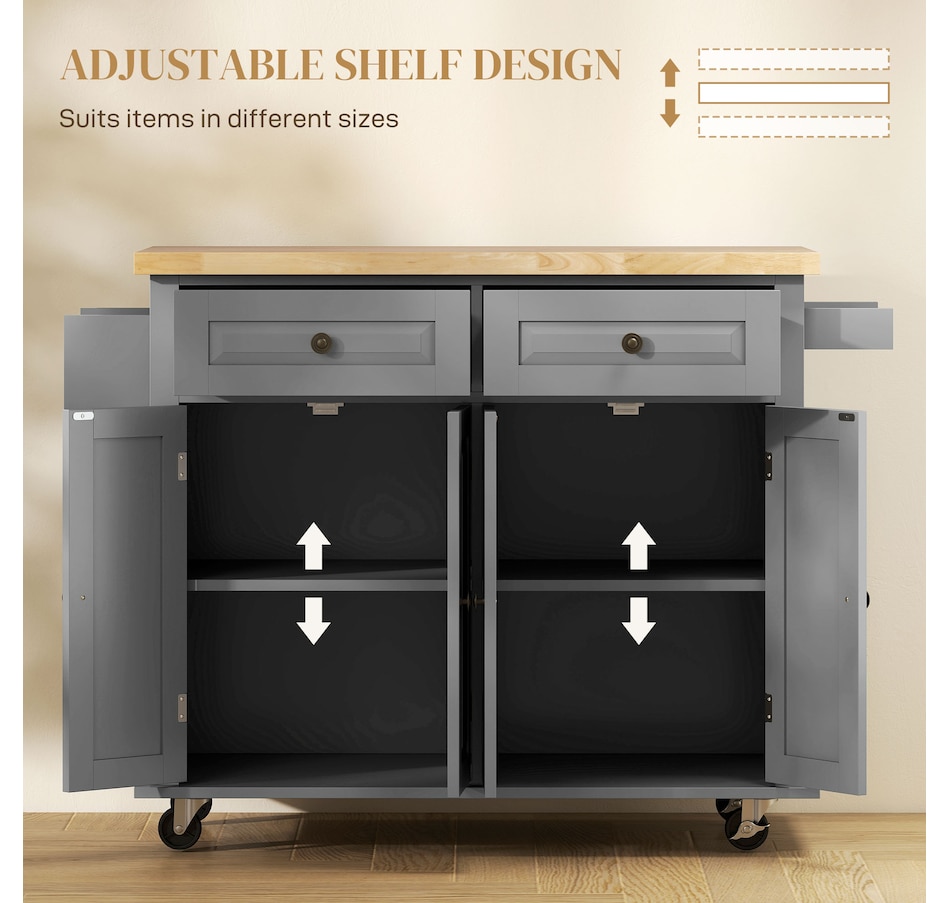 Image 997190_ALTMORE53.jpg, Product 997-190 / Price $209.99 - $259.99, Kitchen Island Cart W/spice Rack & Towel Rack from HOMCOM on TSC.ca's Home & Garden department