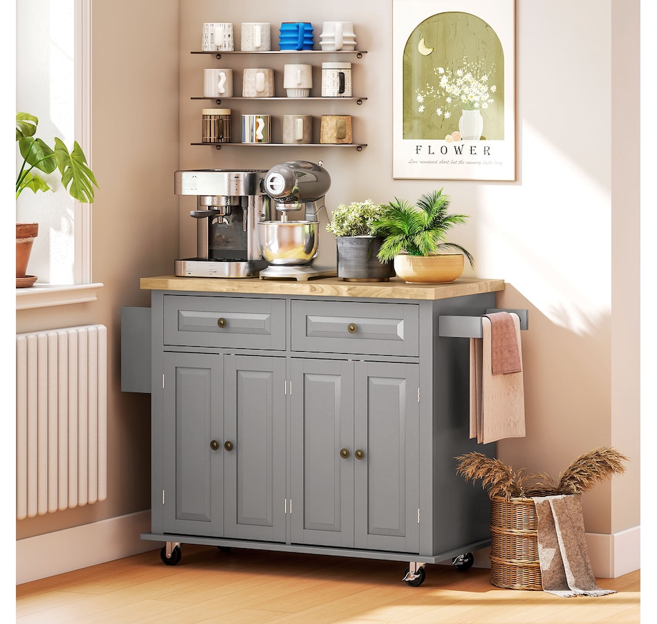 Image 997190_ALTMORE56.jpg, Product 997-190 / Price $209.99 - $259.99, Kitchen Island Cart W/spice Rack & Towel Rack from HOMCOM on TSC.ca's Home & Garden department