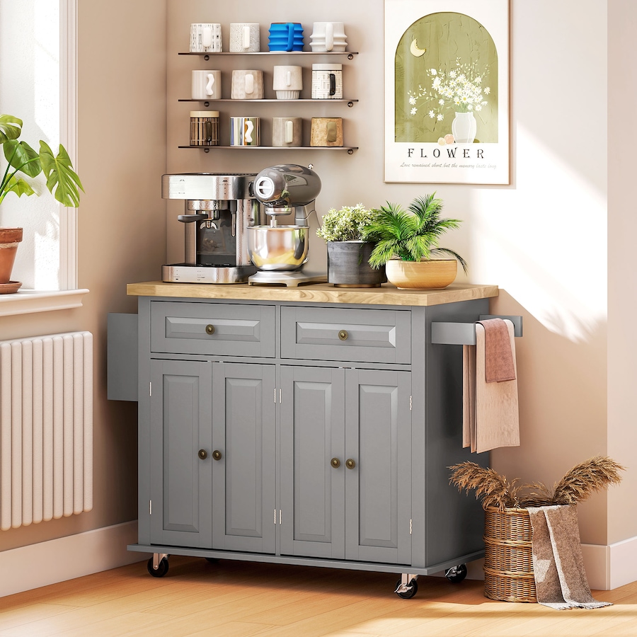 Image 997190_ALTMORE56.jpg, Product 997-190 / Price $219.99 - $245.85, Kitchen Island Cart W/spice Rack & Towel Rack from HOMCOM on TSC.ca's Home & Garden department