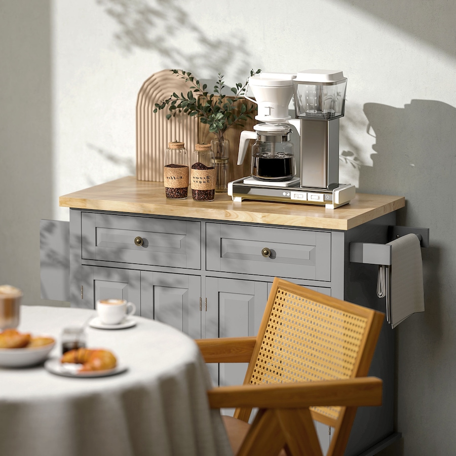 Image 997190_ALTMORE57.jpg, Product 997-190 / Price $219.99 - $245.85, Kitchen Island Cart W/spice Rack & Towel Rack from HOMCOM on TSC.ca's Home & Garden department