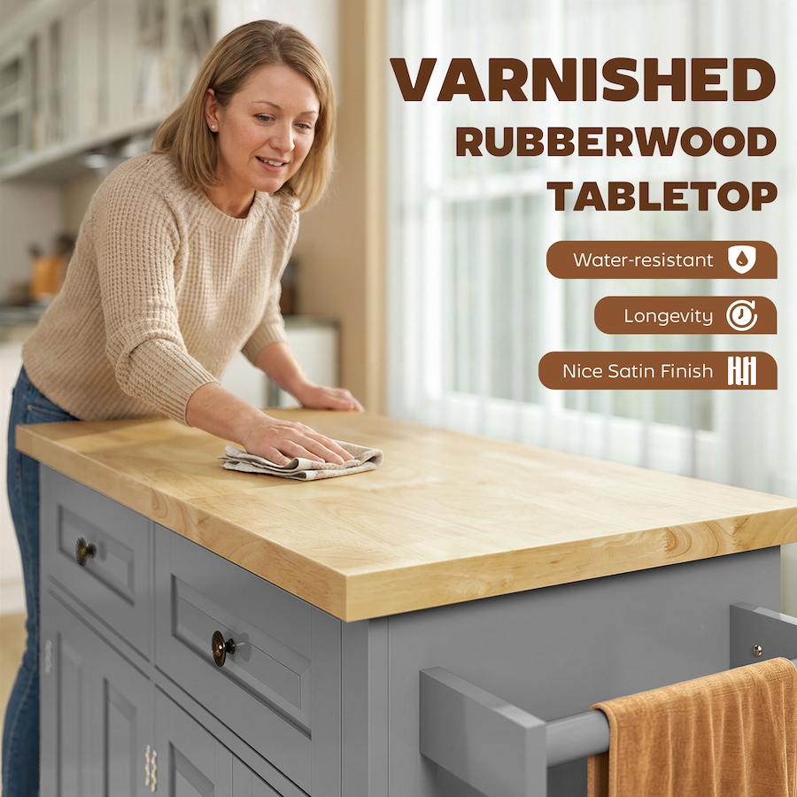 Image 997190_ALTMORE58.jpg, Product 997-190 / Price $219.99 - $245.85, Kitchen Island Cart W/spice Rack & Towel Rack from HOMCOM on TSC.ca's Home & Garden department