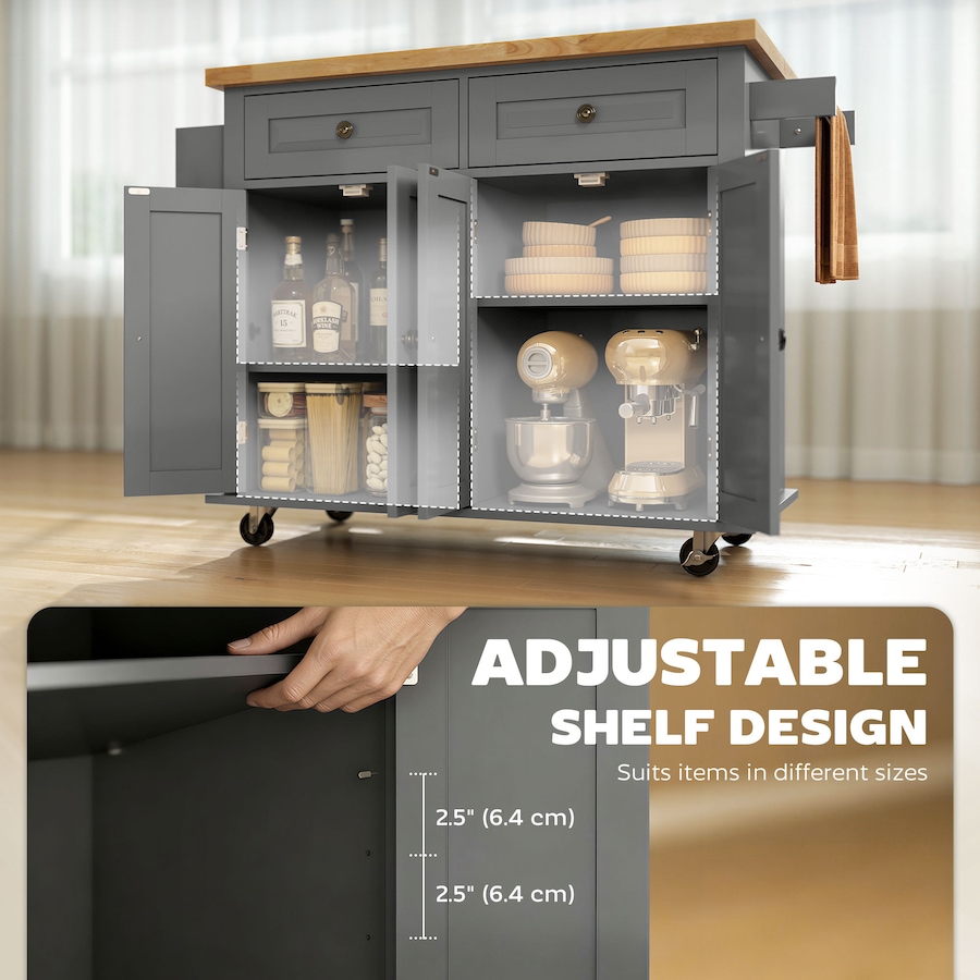 Image 997190_ALTMORE59.jpg, Product 997-190 / Price $219.99 - $245.85, Kitchen Island Cart W/spice Rack & Towel Rack from HOMCOM on TSC.ca's Home & Garden department