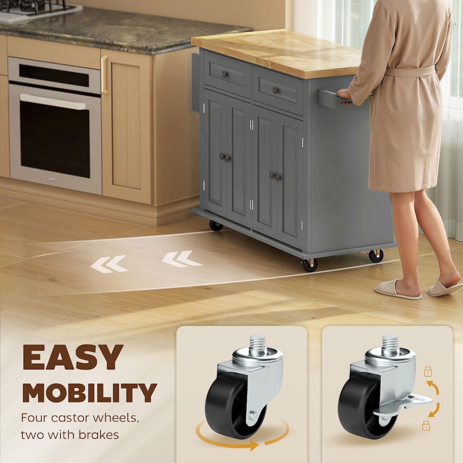 Image 997190_ALTMORE61.jpg, Product 997-190 / Price $219.99 - $245.85, Kitchen Island Cart W/spice Rack & Towel Rack from HOMCOM on TSC.ca's Home & Garden department