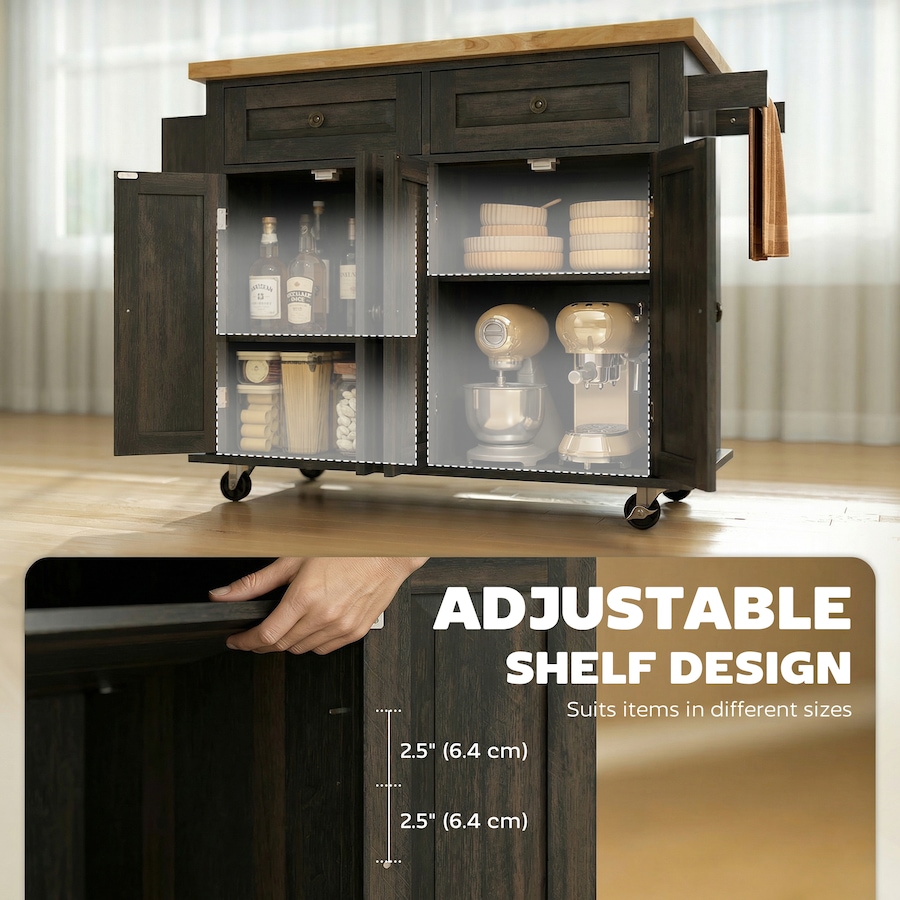 Image 997190_ALTMORE63.jpg, Product 997-190 / Price $219.99 - $245.85, Kitchen Island Cart W/spice Rack & Towel Rack from HOMCOM on TSC.ca's Home & Garden department