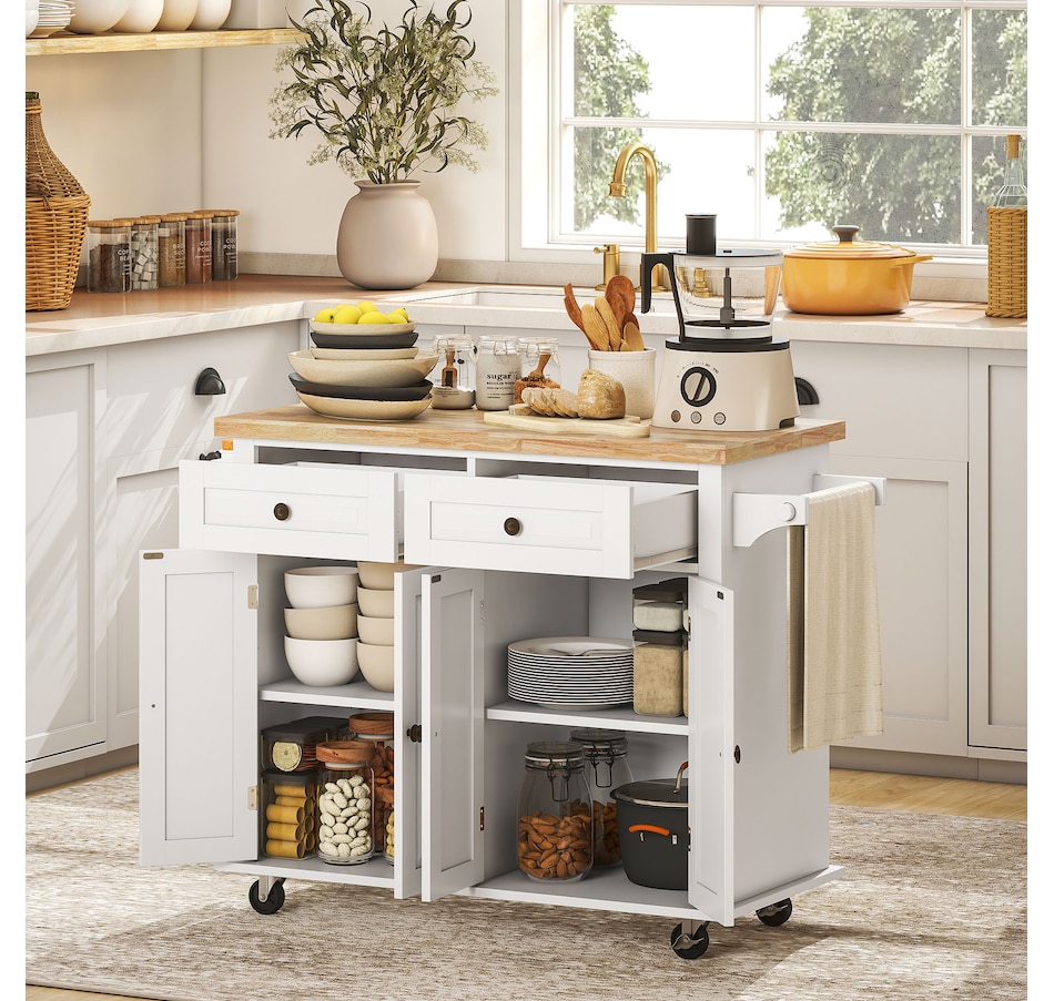 Image 997190_ALTMORE9.jpg, Product 997-190 / Price $209.99 - $259.99, Kitchen Island Cart W/spice Rack & Towel Rack from HOMCOM on TSC.ca's Home & Garden department