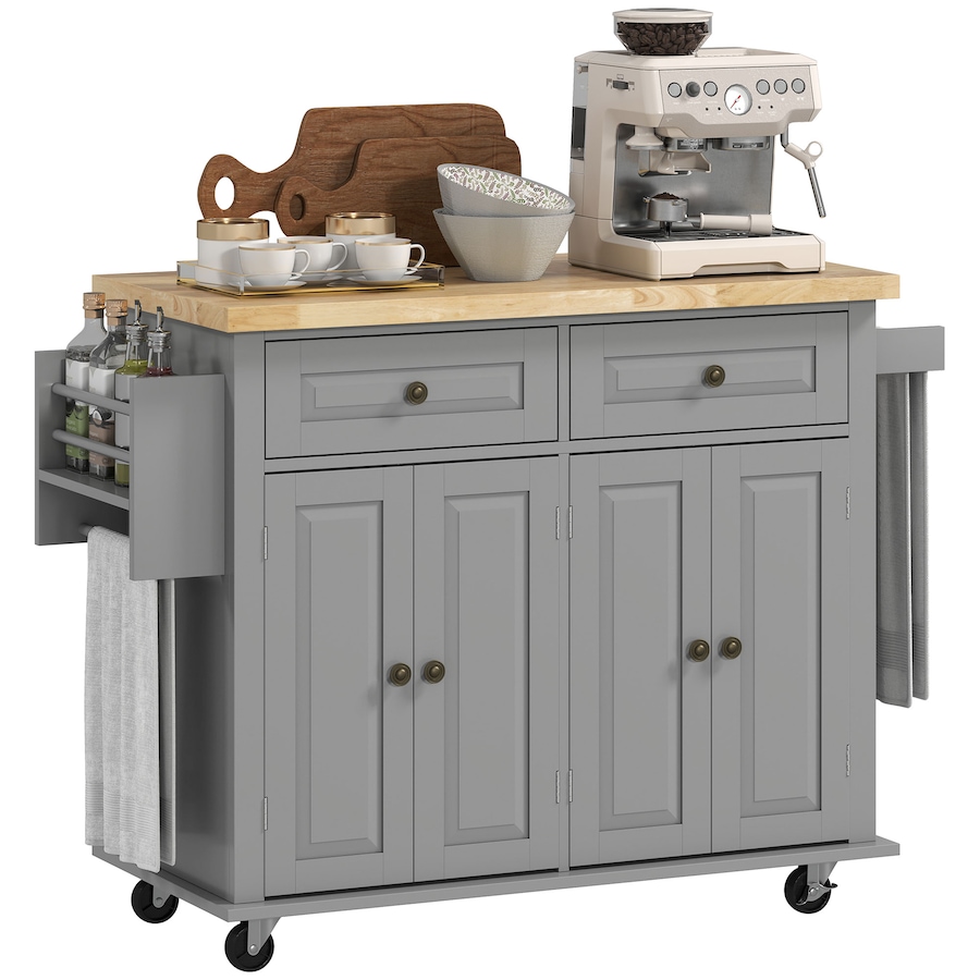 Image 997190_ST01.jpg, Product 997-190 / Price $219.99 - $245.85, Kitchen Island Cart W/spice Rack & Towel Rack from HOMCOM on TSC.ca's Home & Garden department