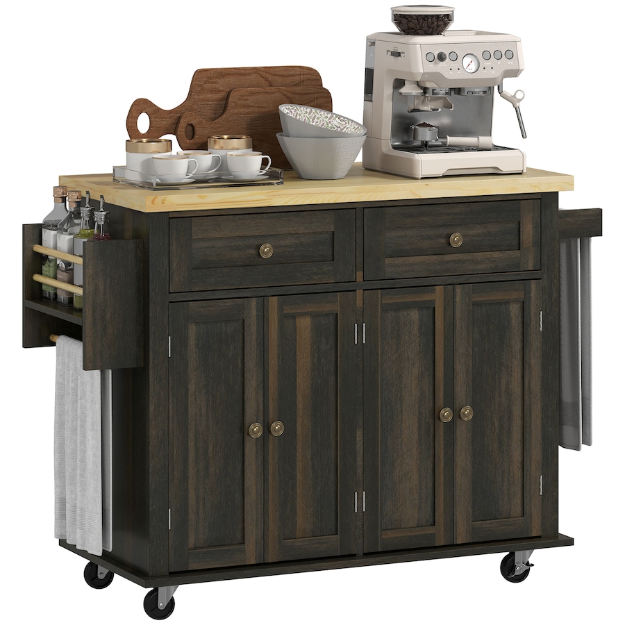 Image 997190_ST03.jpg, Product 997-190 / Price $219.99 - $245.85, Kitchen Island Cart W/spice Rack & Towel Rack from HOMCOM on TSC.ca's Home & Garden department