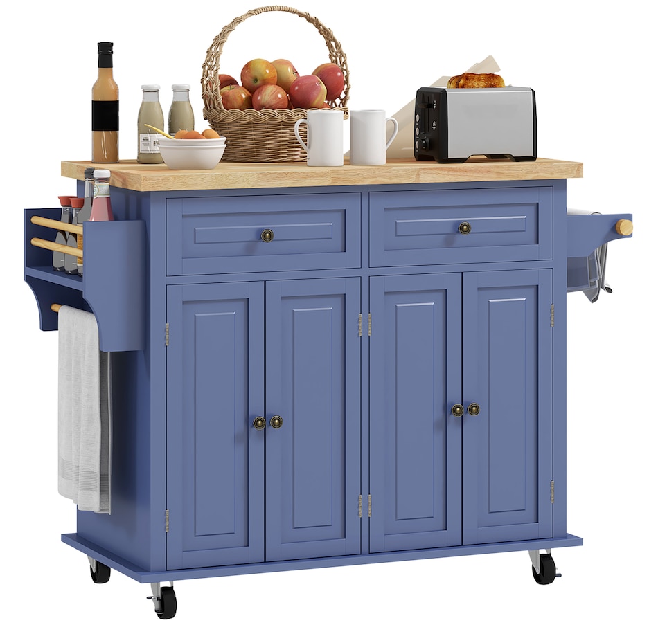 Image 997190_ST06.jpg, Product 997-190 / Price $209.99 - $259.99, Kitchen Island Cart W/spice Rack & Towel Rack from HOMCOM on TSC.ca's Home & Garden department