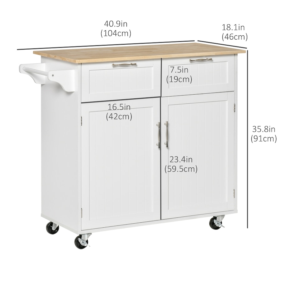 Image 997193_ALTMORE10.jpg, Product 997-193 / Price $204.99 - $214.99, HOMCOM Rolling Kitchen Island with Storage Cabinet, Drawers, Towel Rack from HOMCOM on TSC.ca's Home & Garden department