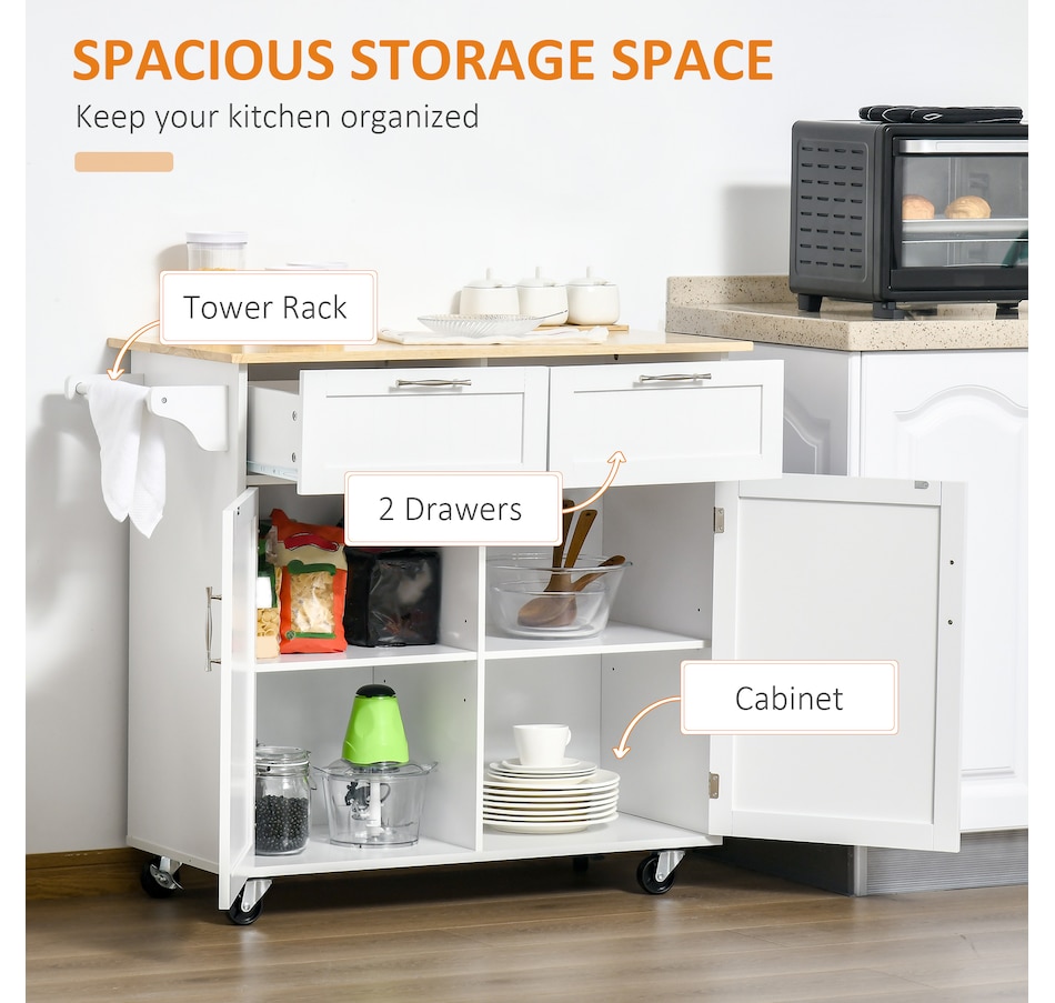 Image 997193_ALTMORE11.jpg, Product 997-193 / Price $204.99 - $214.99, HOMCOM Rolling Kitchen Island with Storage Cabinet, Drawers, Towel Rack from HOMCOM on TSC.ca's Home & Garden department