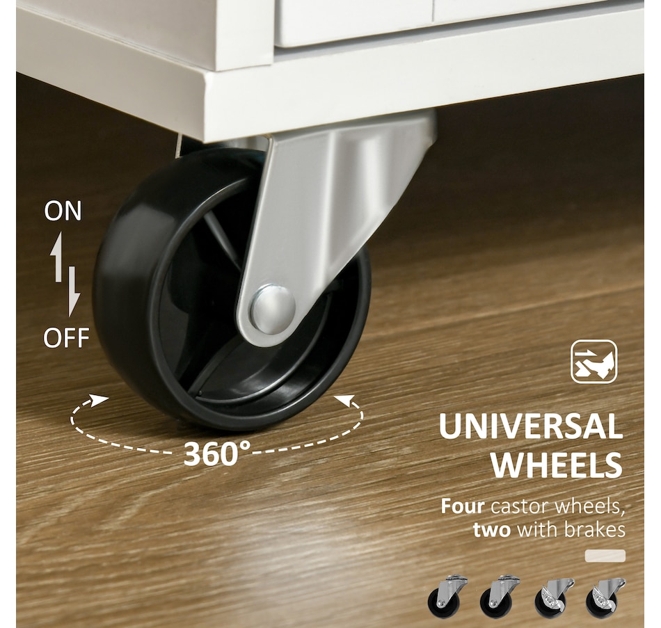 Image 997193_ALTMORE12.jpg, Product 997-193 / Price $204.99 - $214.99, HOMCOM Rolling Kitchen Island with Storage Cabinet, Drawers, Towel Rack from HOMCOM on TSC.ca's Home & Garden department