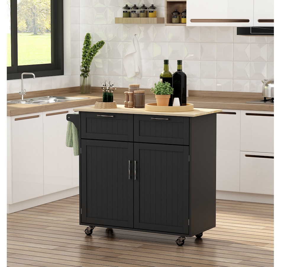 Image 997193_ALTMORE17.jpg, Product 997-193 / Price $204.99 - $214.99, HOMCOM Rolling Kitchen Island with Storage Cabinet, Drawers, Towel Rack from HOMCOM on TSC.ca's Home & Garden department