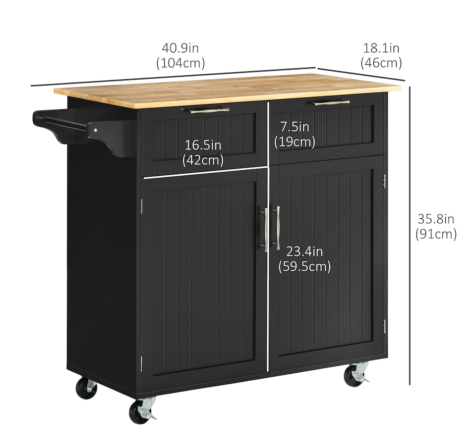 Image 997193_ALTMORE18.jpg, Product 997-193 / Price $204.99 - $214.99, HOMCOM Rolling Kitchen Island with Storage Cabinet, Drawers, Towel Rack from HOMCOM on TSC.ca's Home & Garden department
