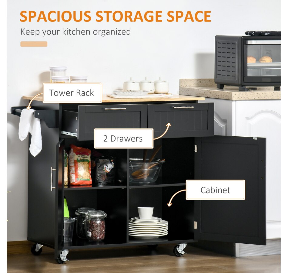 Image 997193_ALTMORE19.jpg, Product 997-193 / Price $204.99 - $214.99, HOMCOM Rolling Kitchen Island with Storage Cabinet, Drawers, Towel Rack from HOMCOM on TSC.ca's Home & Garden department