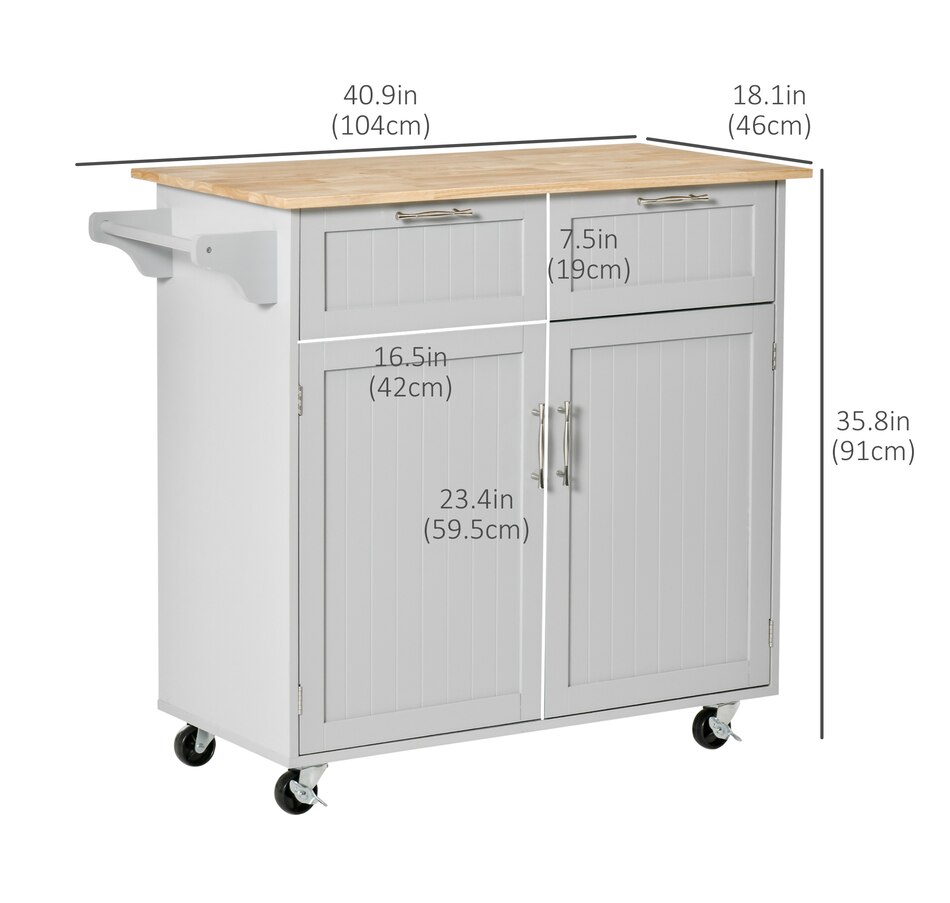 Image 997193_ALTMORE2.jpg, Product 997-193 / Price $204.99 - $214.99, HOMCOM Rolling Kitchen Island with Storage Cabinet, Drawers, Towel Rack from HOMCOM on TSC.ca's Home & Garden department