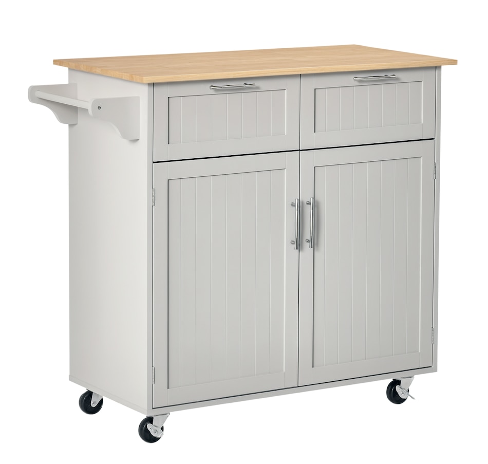 Image 997193_ST01.png, Product 997-193 / Price $204.99 - $214.99, HOMCOM Rolling Kitchen Island with Storage Cabinet, Drawers, Towel Rack from HOMCOM on TSC.ca's Home & Garden department