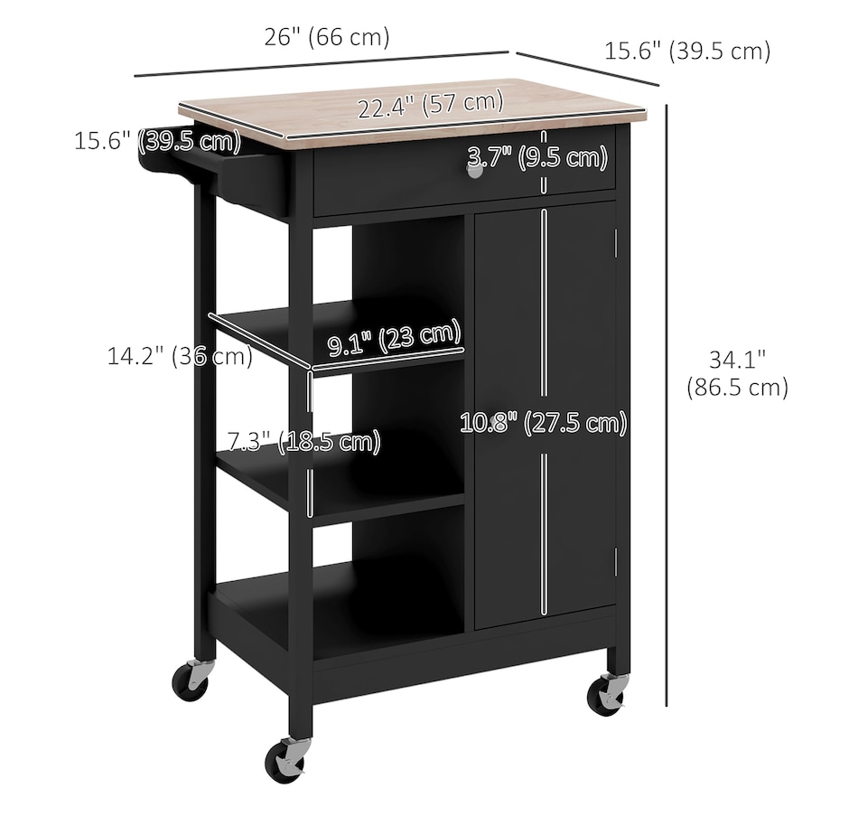Image 997196_ALTMORE10.jpg, Product 997-196 / Price $134.99 - $144.99, HOMCOM Rubber Wood Top Kitchen Cart With Storage Cabinet from HOMCOM on TSC.ca's Home & Garden department