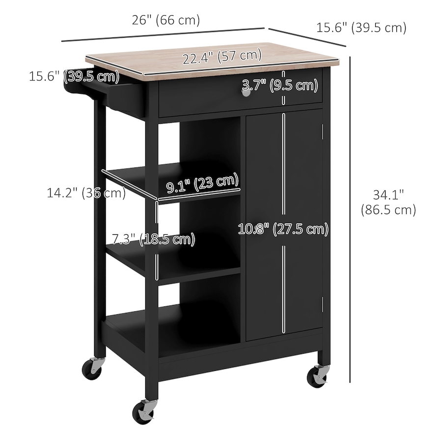 Image 997196_ALTMORE10.jpg, Product 997-196 / Price $144.99, HOMCOM Kitchen Cart Storage Trolley w/ 4 Wheels 3 Shelves Drawer from HOMCOM on TSC.ca's Home & Garden department