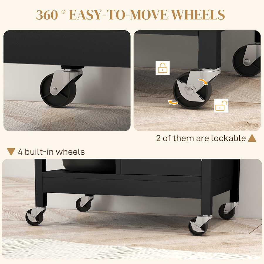 Image 997196_ALTMORE12.jpg, Product 997-196 / Price $144.99, HOMCOM Kitchen Cart Storage Trolley w/ 4 Wheels 3 Shelves Drawer from HOMCOM on TSC.ca's Home & Garden department