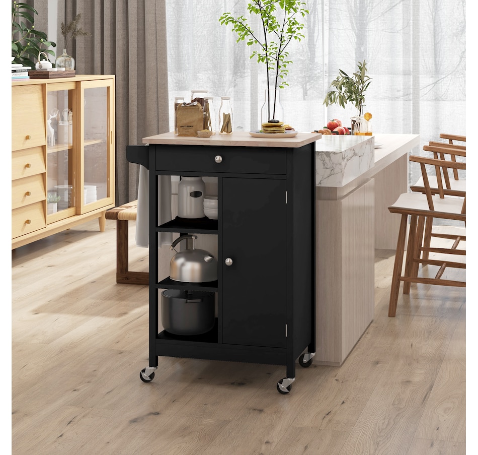 Image 997196_ALTMORE14.jpg, Product 997-196 / Price $134.99 - $144.99, HOMCOM Rubber Wood Top Kitchen Cart With Storage Cabinet from HOMCOM on TSC.ca's Home & Garden department