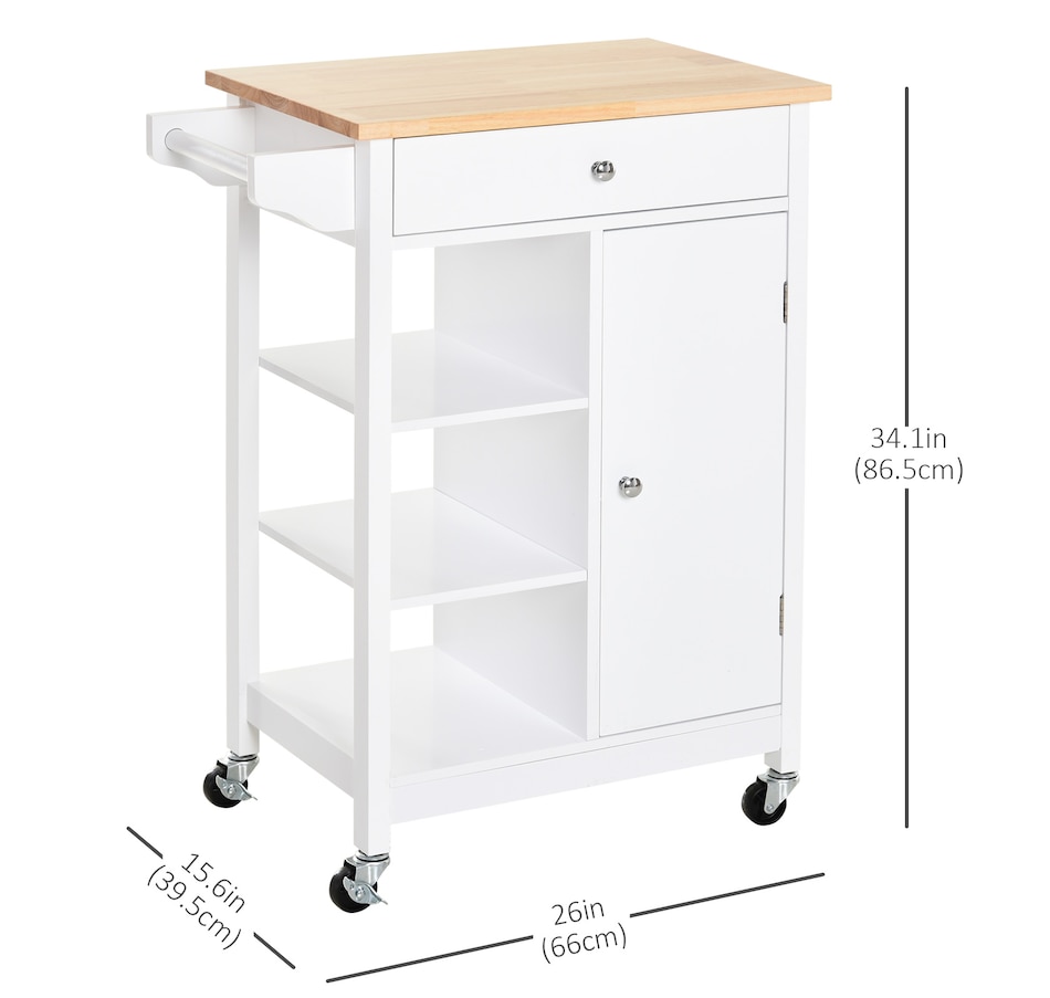 Image 997196_ALTMORE2.jpg, Product 997-196 / Price $134.99 - $144.99, HOMCOM Rubber Wood Top Kitchen Cart With Storage Cabinet from HOMCOM on TSC.ca's Home & Garden department