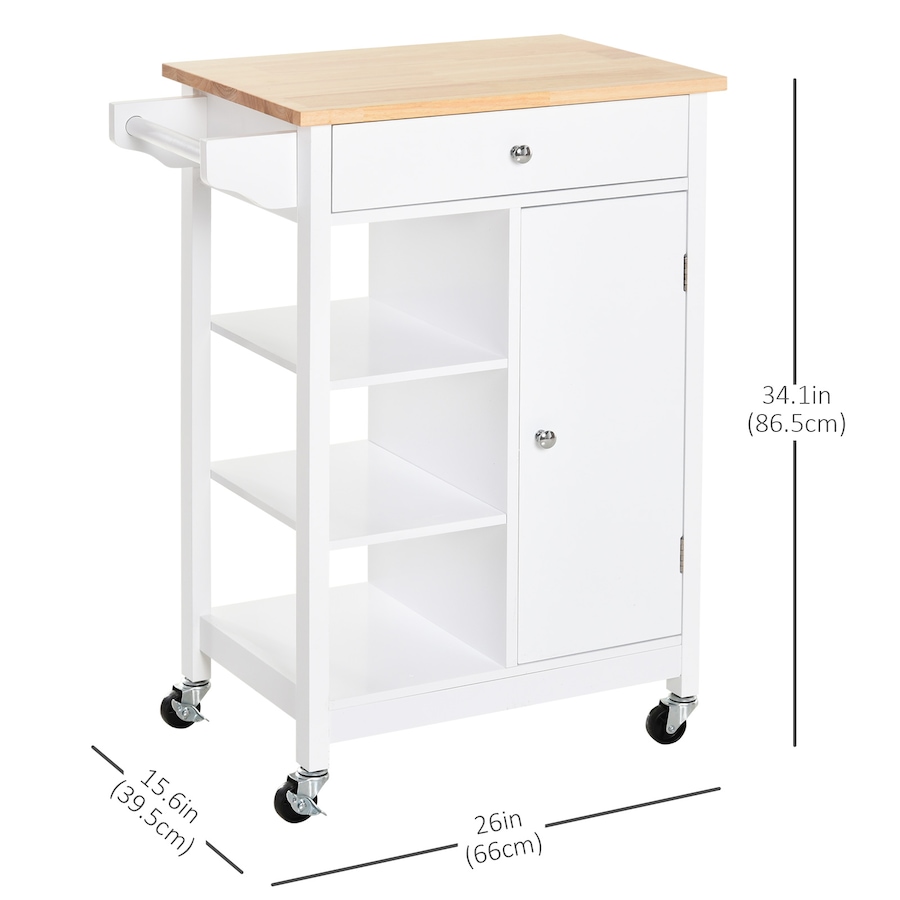 Image 997196_ALTMORE2.jpg, Product 997-196 / Price $144.99, HOMCOM Kitchen Cart Storage Trolley w/ 4 Wheels 3 Shelves Drawer from HOMCOM on TSC.ca's Home & Garden department