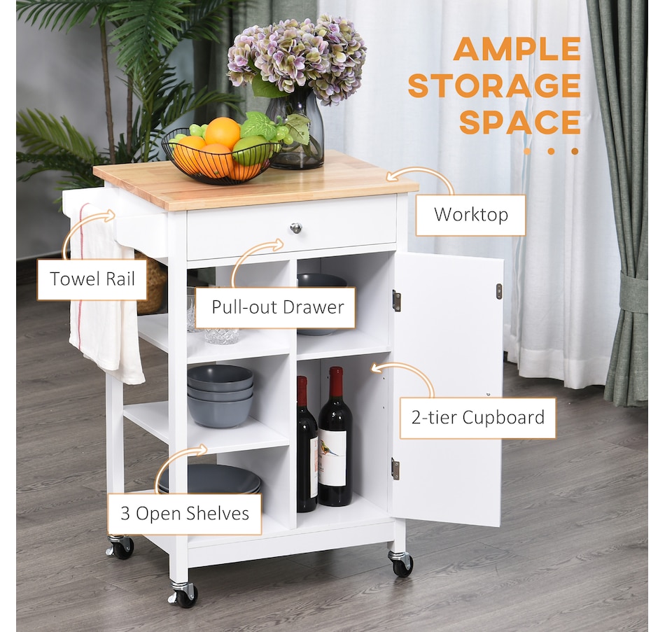 Image 997196_ALTMORE3.jpg, Product 997-196 / Price $134.99 - $144.99, HOMCOM Rubber Wood Top Kitchen Cart With Storage Cabinet from HOMCOM on TSC.ca's Home & Garden department