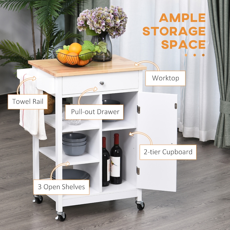 Image 997196_ALTMORE3.jpg, Product 997-196 / Price $144.99, HOMCOM Kitchen Cart Storage Trolley w/ 4 Wheels 3 Shelves Drawer from HOMCOM on TSC.ca's Home & Garden department