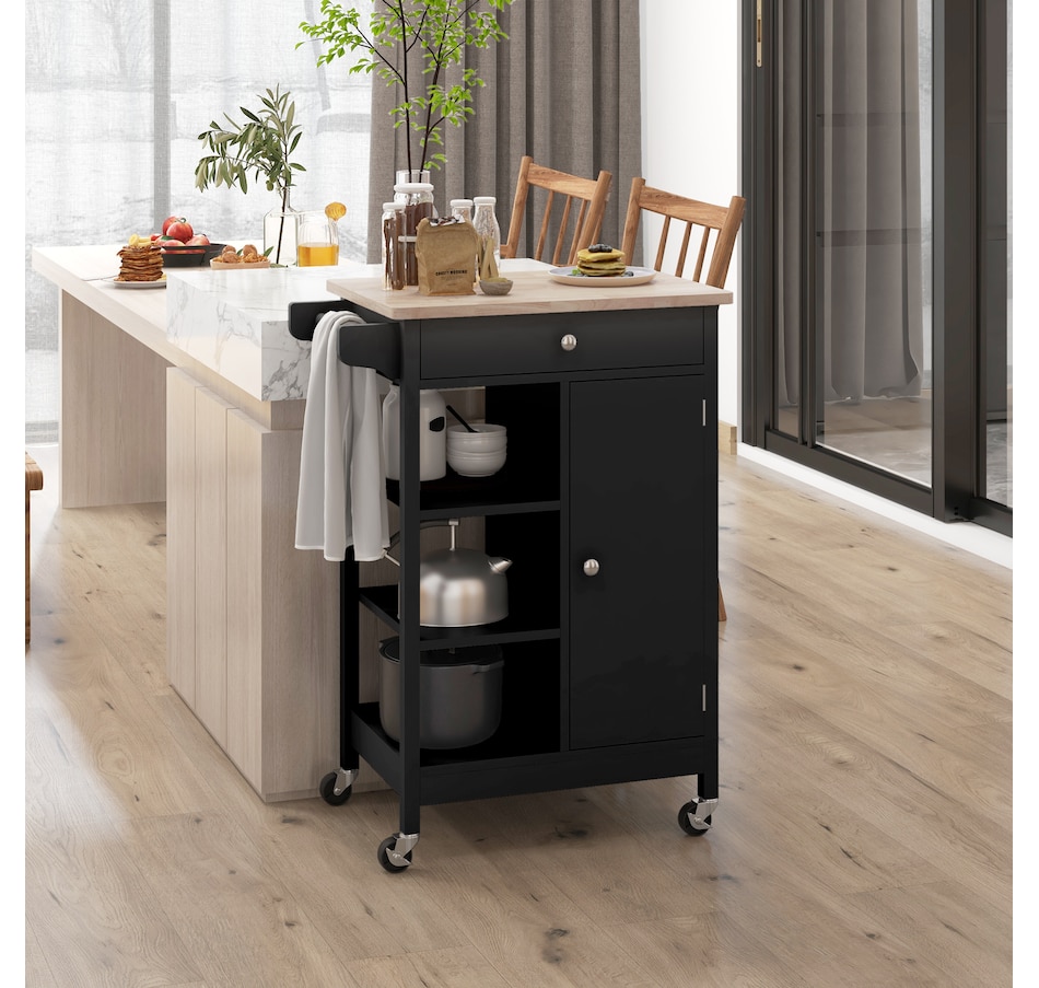 Image 997196_ALTMORE9.jpg, Product 997-196 / Price $134.99 - $144.99, HOMCOM Rubber Wood Top Kitchen Cart With Storage Cabinet from HOMCOM on TSC.ca's Home & Garden department