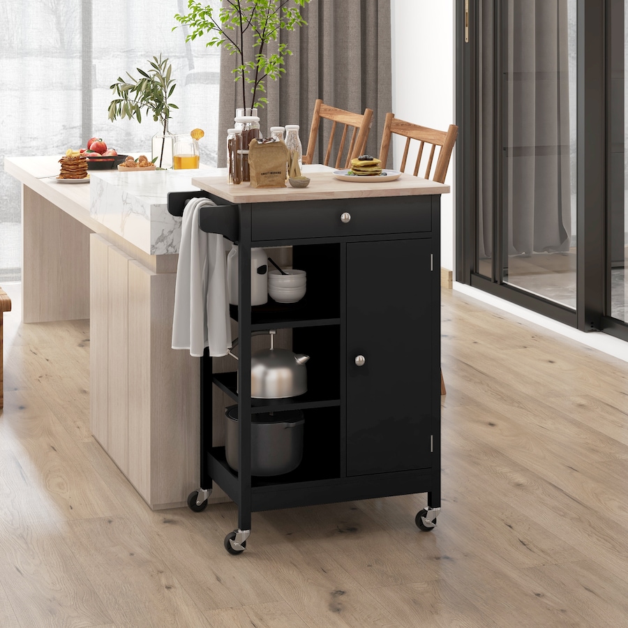 Image 997196_ALTMORE9.jpg, Product 997-196 / Price $144.99, HOMCOM Kitchen Cart Storage Trolley w/ 4 Wheels 3 Shelves Drawer from HOMCOM on TSC.ca's Home & Garden department