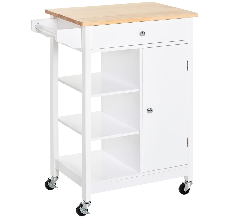 Image 997196_ST01.jpg, Product 997-196 / Price $134.99 - $144.99, HOMCOM Rubber Wood Top Kitchen Cart With Storage Cabinet from HOMCOM on TSC.ca's Home & Garden department