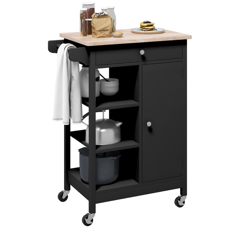 Image 997196_ST02.jpg, Product 997-196 / Price $134.99 - $144.99, HOMCOM Rubber Wood Top Kitchen Cart With Storage Cabinet from HOMCOM on TSC.ca's Home & Garden department