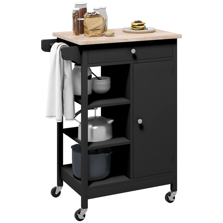 Image 997196_ST02.jpg, Product 997-196 / Price $144.99, HOMCOM Kitchen Cart Storage Trolley w/ 4 Wheels 3 Shelves Drawer from HOMCOM on TSC.ca's Home & Garden department